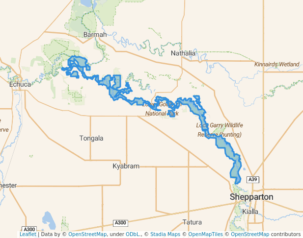 walking in Lower Goulburn National Park map in Wyuna