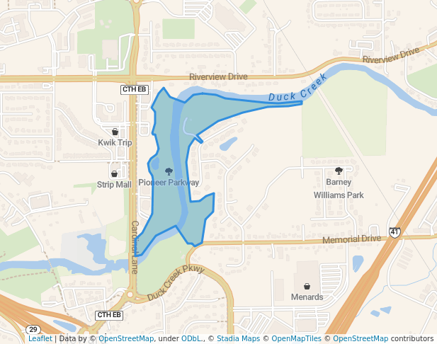 walking in Pioneer Parkway map in Howard