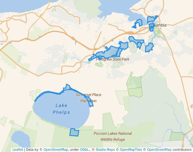 walking in Pettigrew State Park map in Columbia