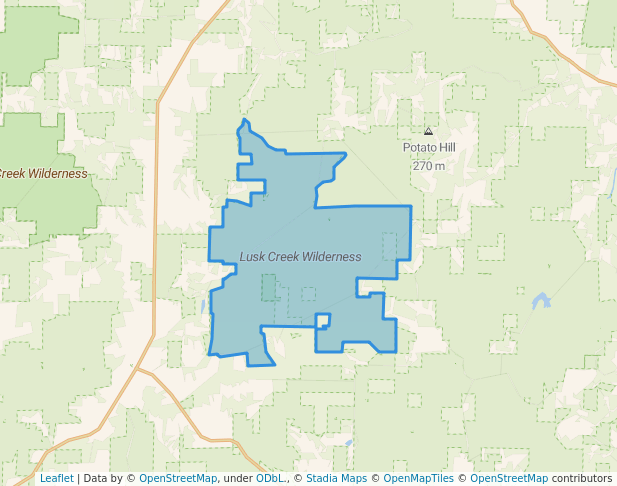 walking in Lusk Creek Wilderness map in Eddyville