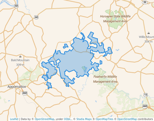 walking in Appomattox-Buckingham State Forest map in Appomattox