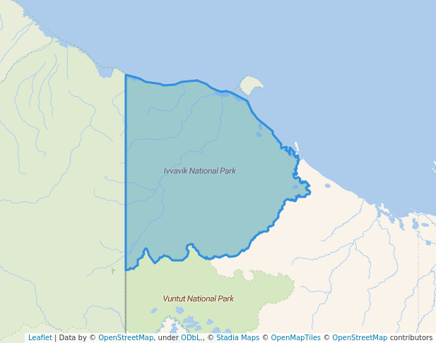 walking in Ivvavik National Park map in Old Crow