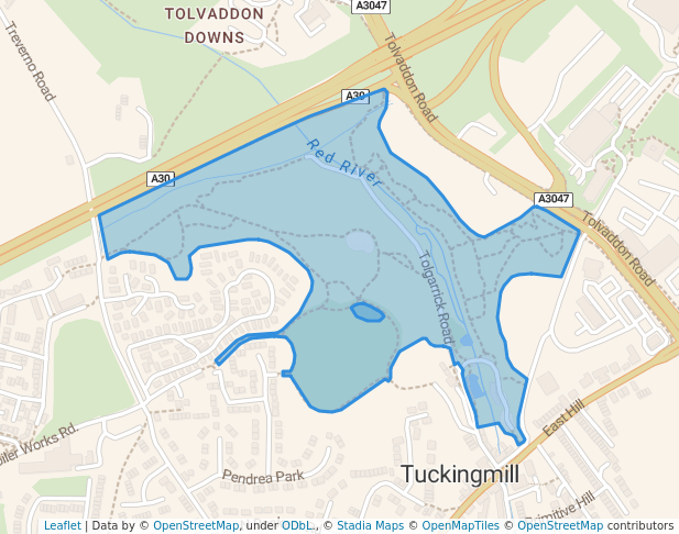 walking in Tuckingmill Valley Park map in Camborne