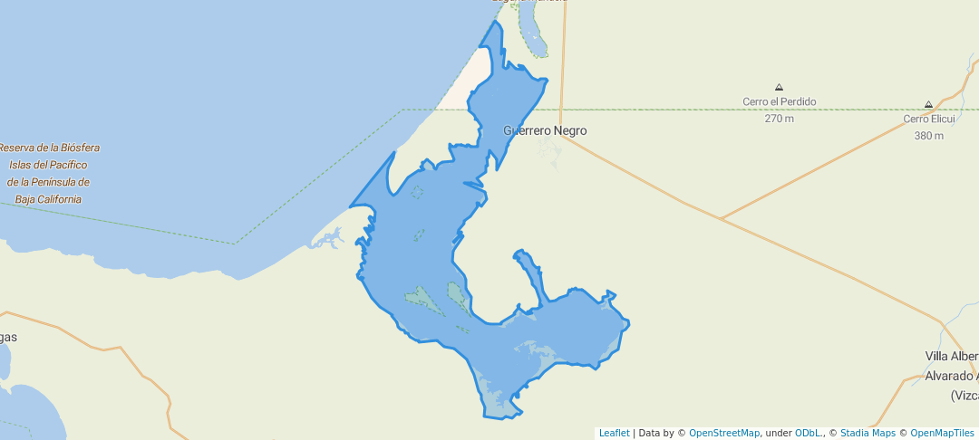 walking in Laguna Ojo de Liebre map in Guerrero Negro