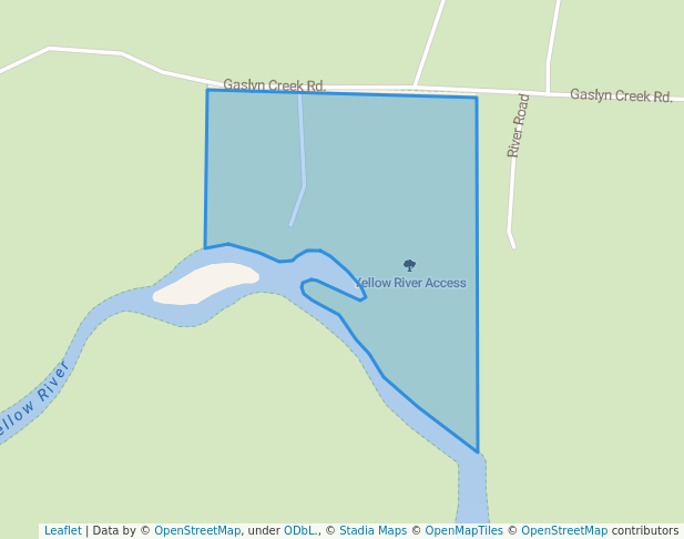 walking in Yellow River Access map in Webster