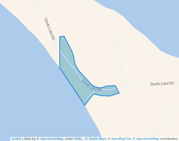 walking in Devils Lake Beach and Landing map in Webster