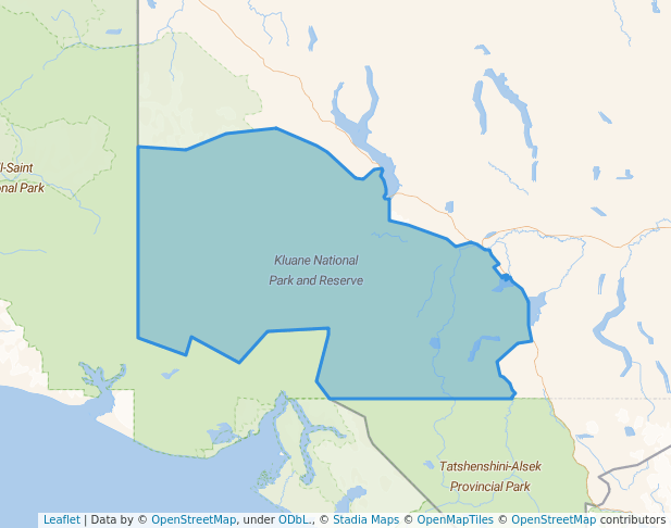 walking in Kluane National Park and Reserve map in Haines Junction