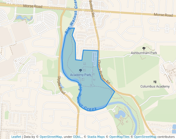 walking in Academy Park map in Gahanna