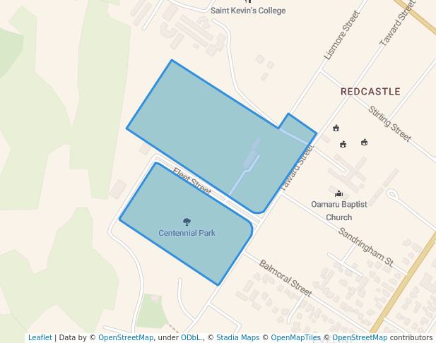 walking in Centennial Park map in Oamaru