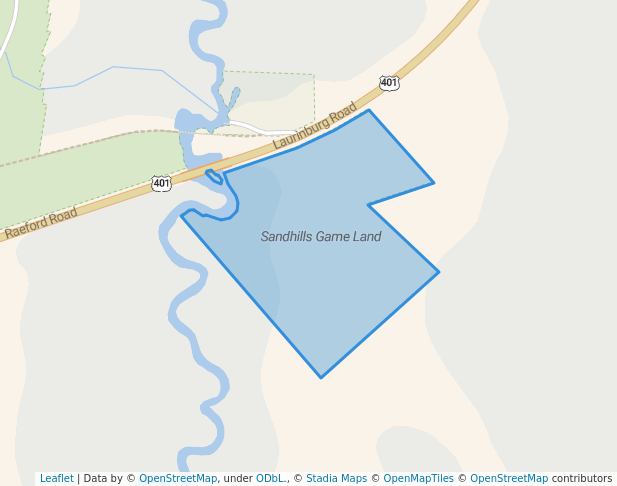 walking in Sandhills Game Land map in Raeford