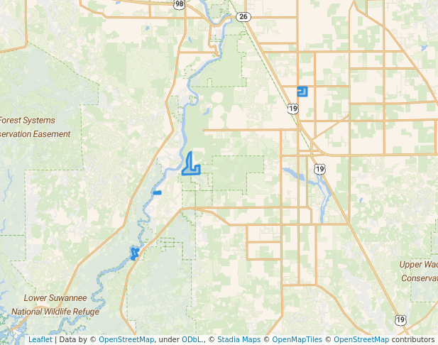walking in Fowlers Bluff Conservation Area map in Chiefland