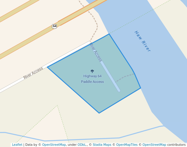 walking in Highway 64 Paddle Access map in Pittsboro
