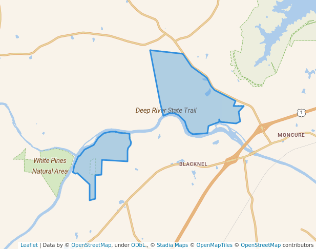 walking in Deep River State Trail map in Moncure