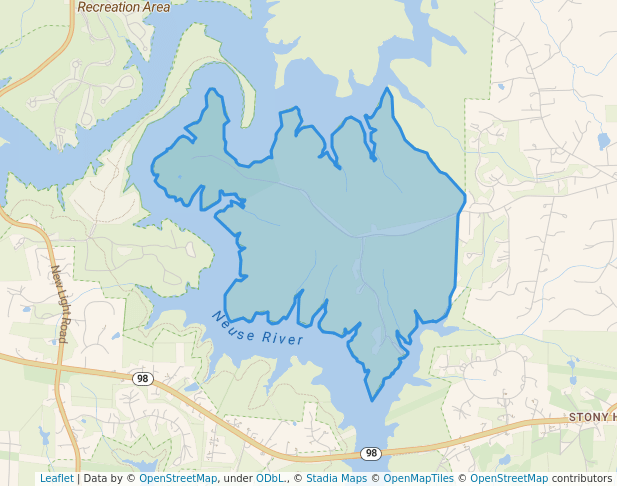 walking in Falls Lake Recreation State Area map in Wake Forest