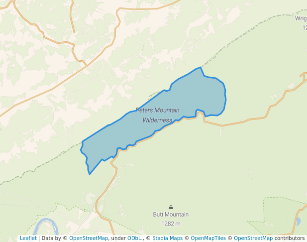 walking in Peters Mountain Wilderness map in Goldbond