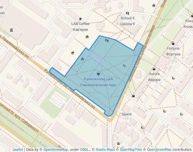 walking in Павленківський парк map in Poltava