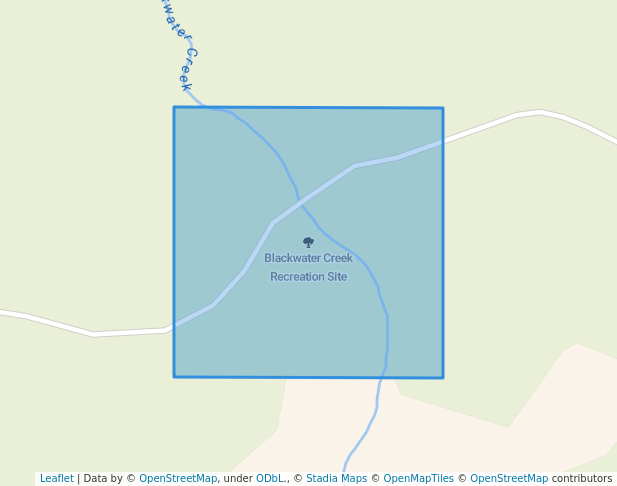 walking in Blackwater Creek Recreation Site map in Beaver