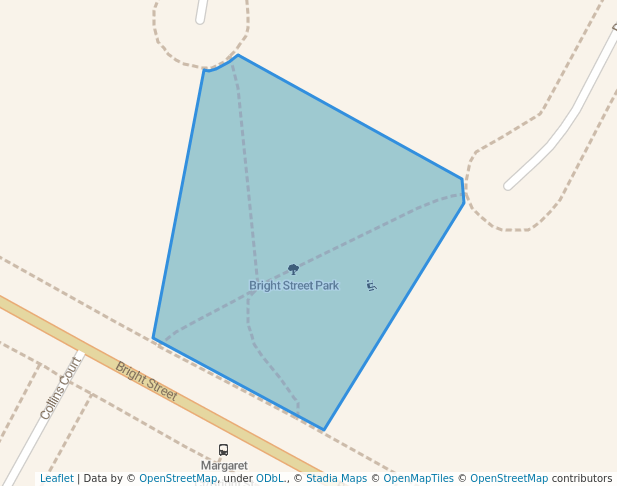 walking in Bright Street Park map in California Gully