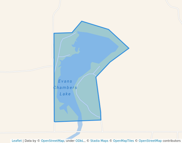 walking in Lake Evans Chambers Public Fishing Area map in Laverne