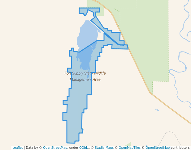 walking in Fort Supply State Wildlife Management Area map in Woodward