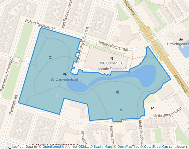 walking in Dr. Zamenhofpark map in Leeuwarden