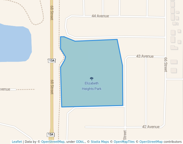 walking in Elizabeth Heights Park map in Camrose