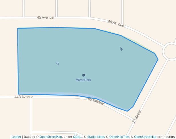 walking in West Park map in Camrose