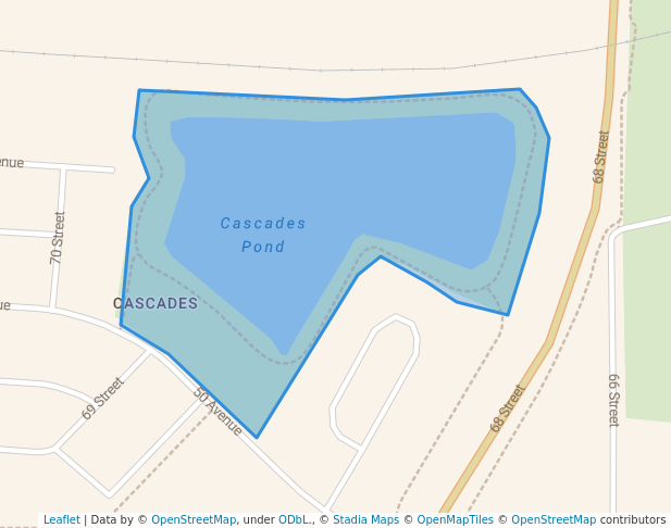 walking in Cascades Park map in Camrose