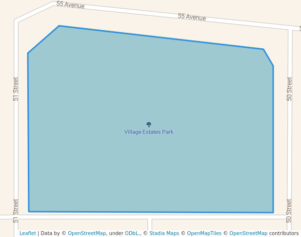 walking in Village Estates Park map in Camrose