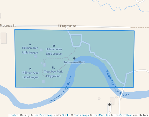 walking in Tournament Park map in Hillman