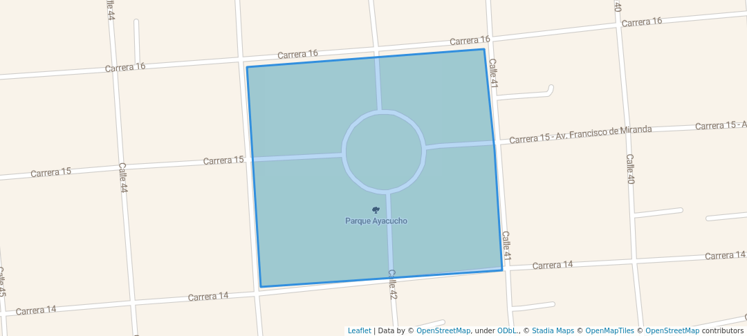 walking in Parque Ayacucho map in Barquisimeto