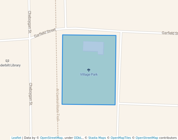 walking in Village Park map in Vanderbilt