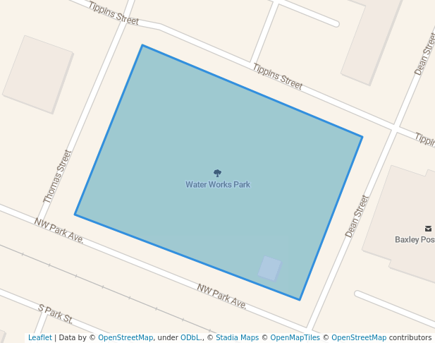 walking in Water Works Park map in Baxley