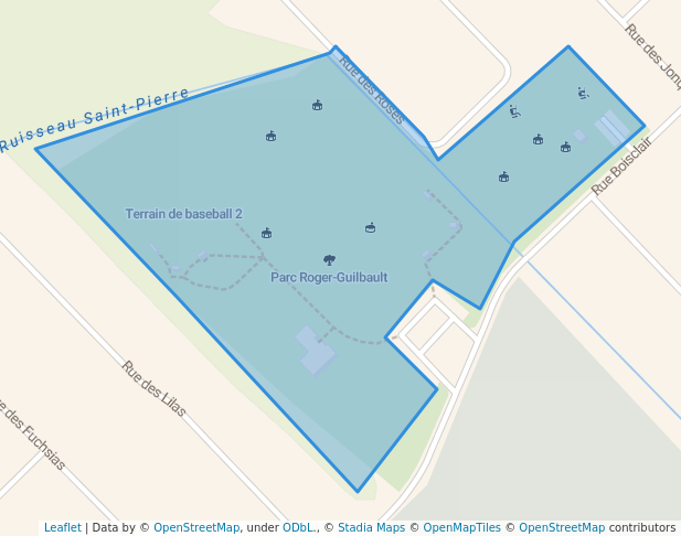 walking in Parc Roger-Guilbault map in Trois-Rivières