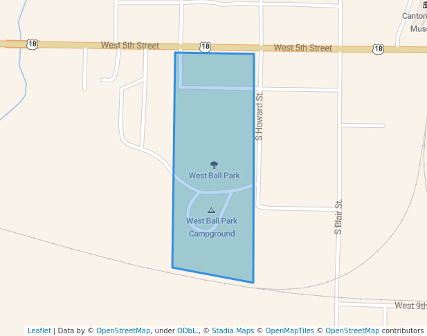 walking in West Ball Park map in Canton