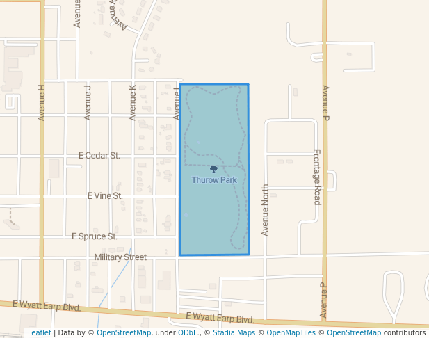 walking in Thurow Park map in Dodge City