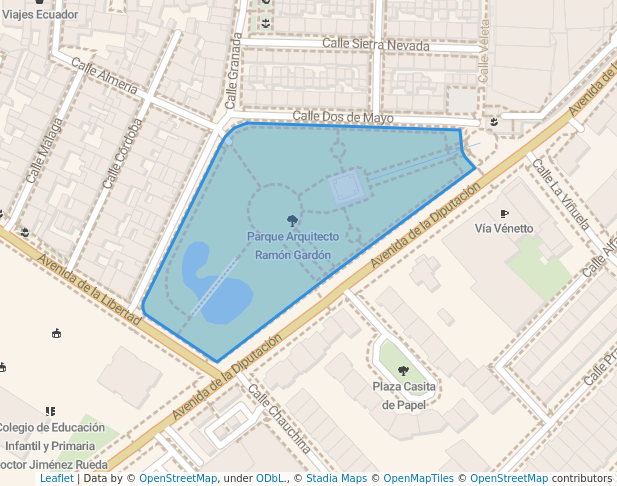 walking in Parque Arquitecto Ramón Gardón map in Atarfe