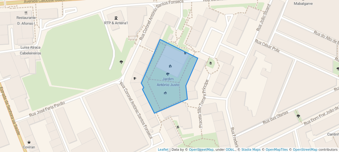 walking in Jardim António Justo map in Faro