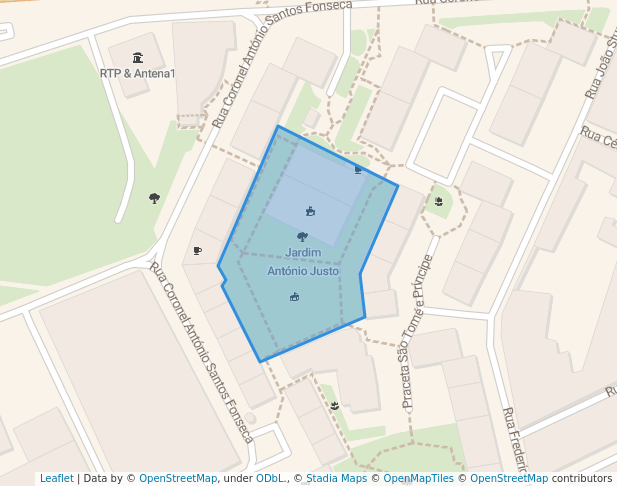 walking in Jardim António Justo map in Faro