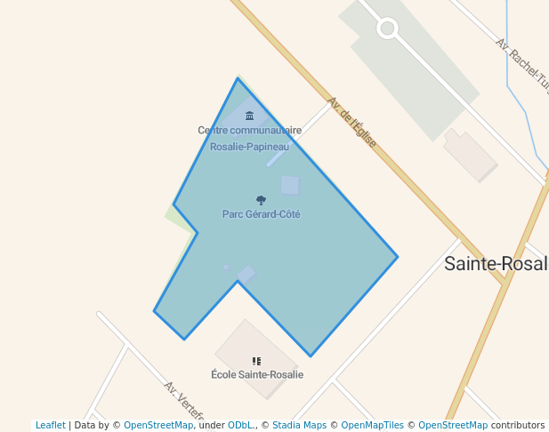 walking in Parc Gérard-Côté map in Saint-Hyacinthe