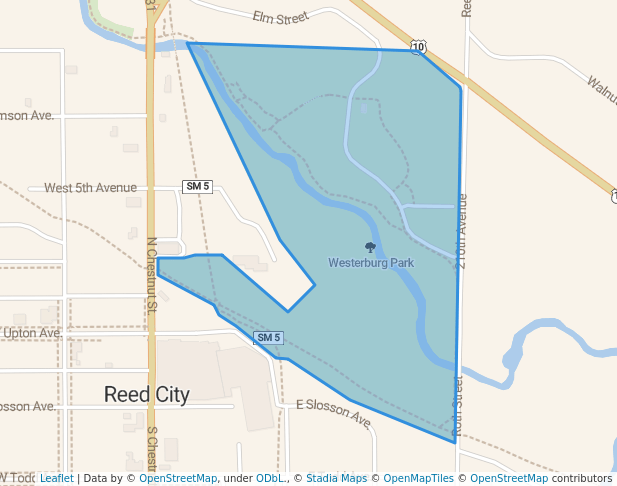 walking in Westerburg Park map in Reed City
