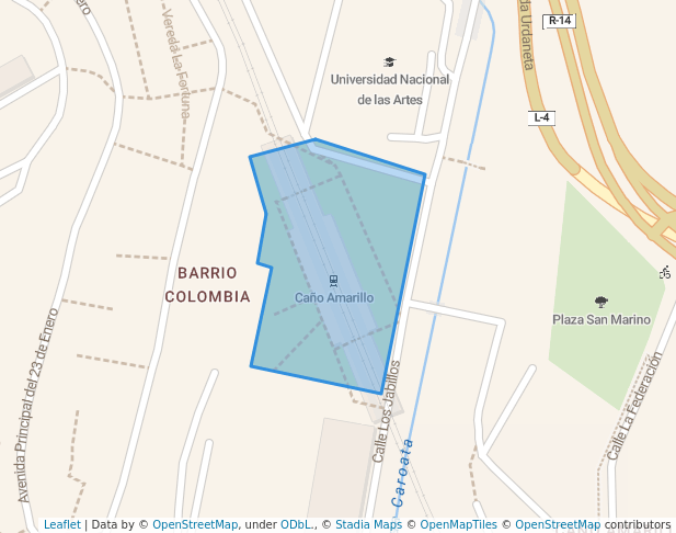 walking in Plaza Caño Amarillo map in Caracas