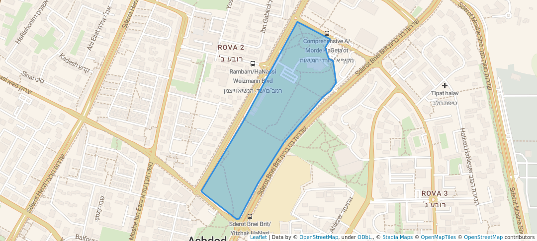 walking in Ben Gurion Park map in Ashdod