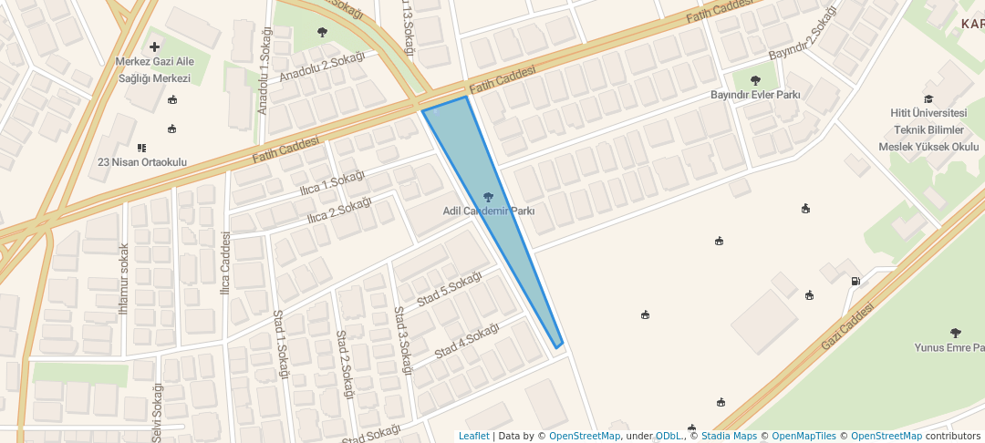 walking in Adil Candemir Parkı map in Çorum