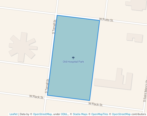 walking in Old Hospital Park map in Falfurrias