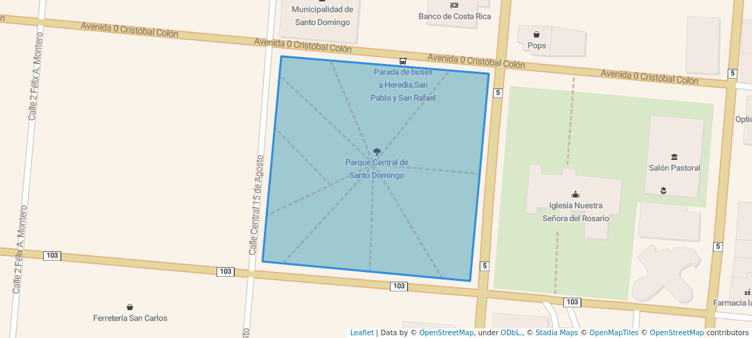 walking in Parque Central de Santo Domingo map in Santo Domingo