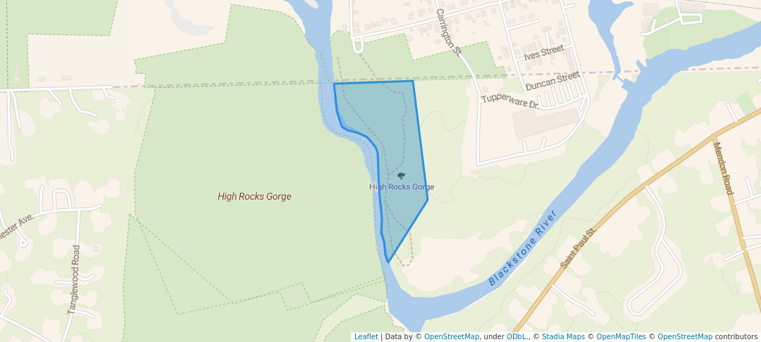 walking in High Rocks Gorge map in Blackstone