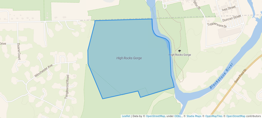 walking in High Rocks Gorge map in Blackstone