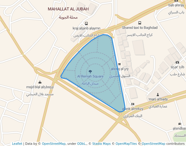 walking in Al Remah Square map in Mosul