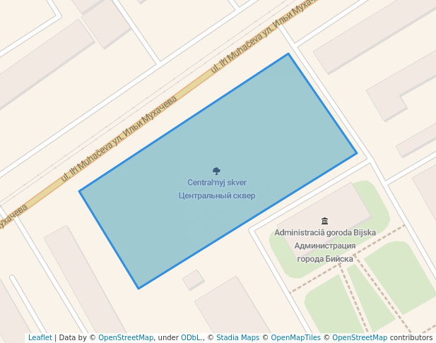 walking in Центральный сквер map in Biysk